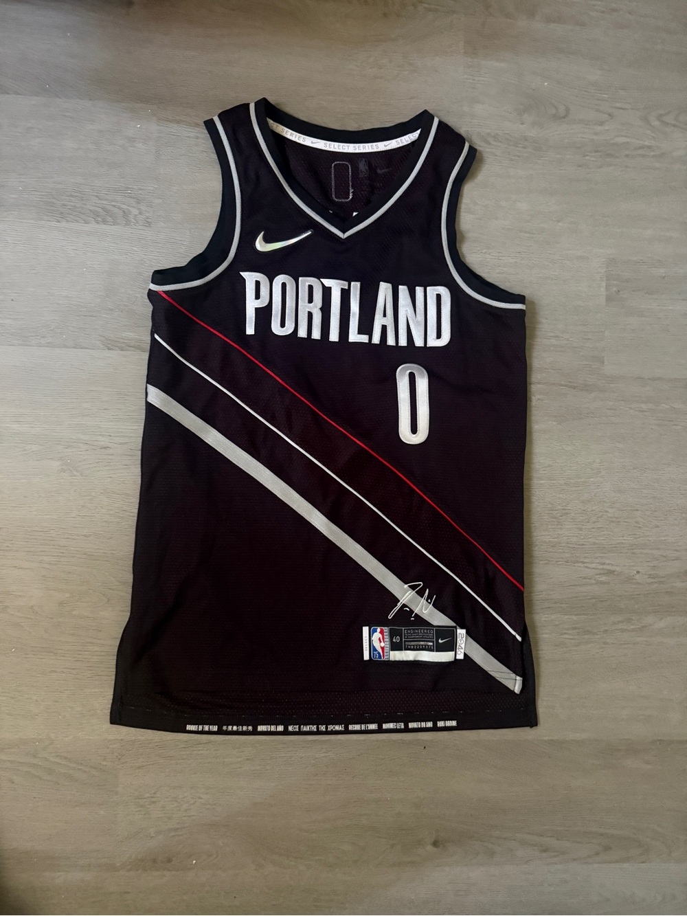 Nike Portland Black Basketball Jersey with Silver and Red Accents